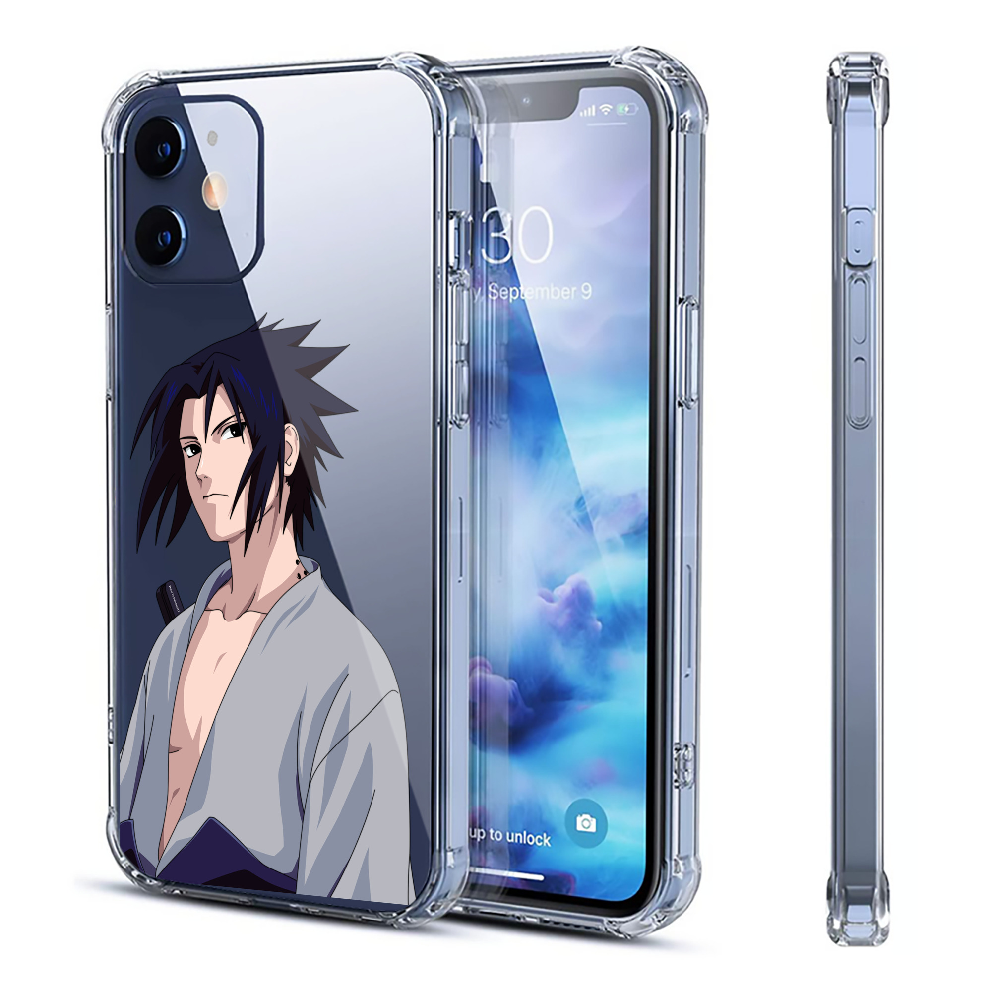 （画像用） NARUTO -ナルト- うちは サスケ Uchiha Sasuke 【iPhone 12シリーズ対応】透明スマホケース（クリアソフトケース）